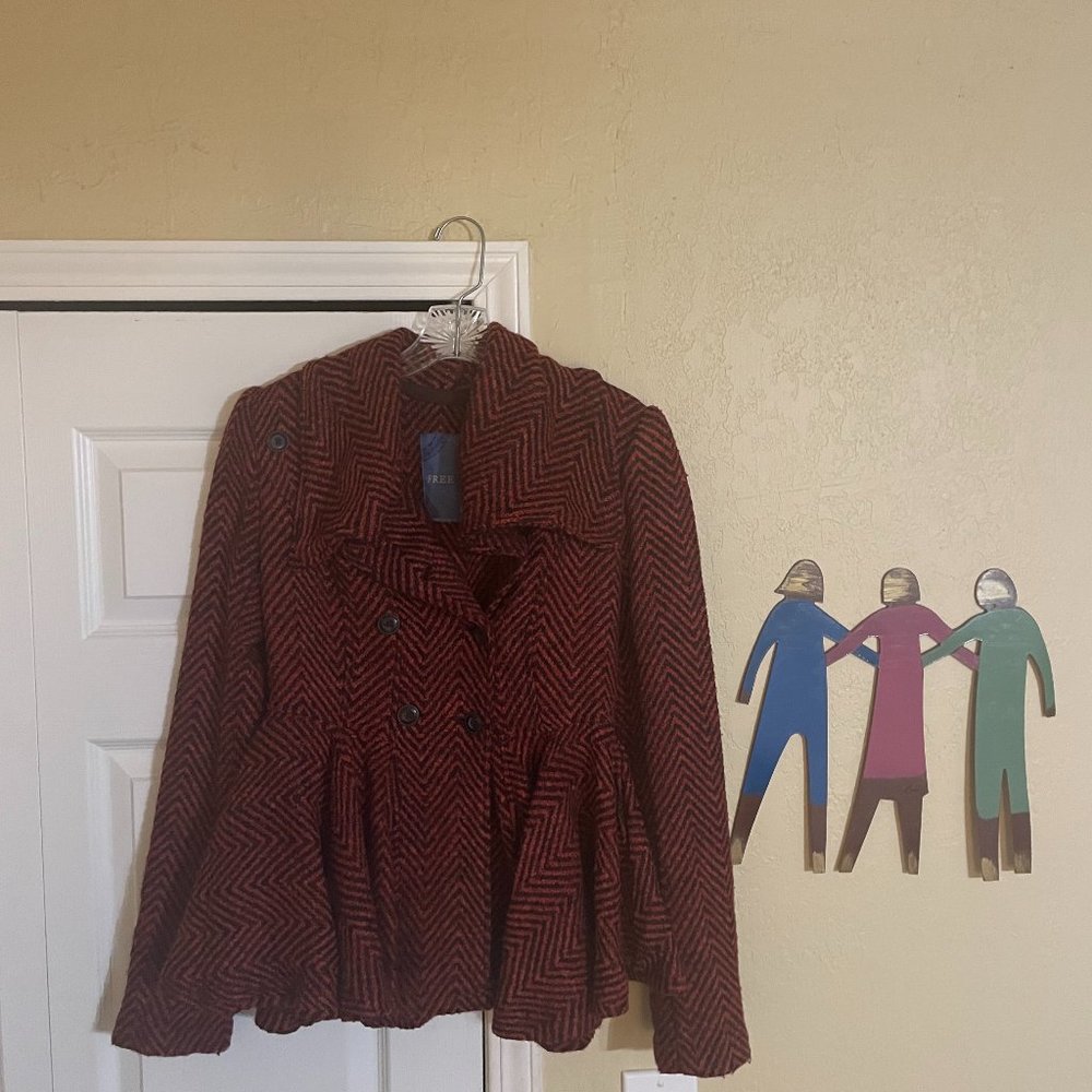 🌻Free People Jacket, Size Small, Orange/Black Stripes